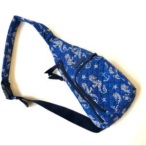 Vera Bradley Sling Bag Like New Black/Blue/White